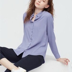 Uniqlo Lavender Long Sleeve Button Down Shirt Relaxed Fit